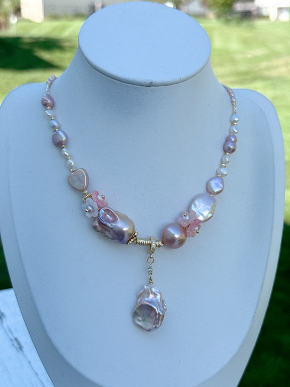 26X350 Handmade Freshwater Baroque Pearl Necklace Flame ball Pearl 16+2”
